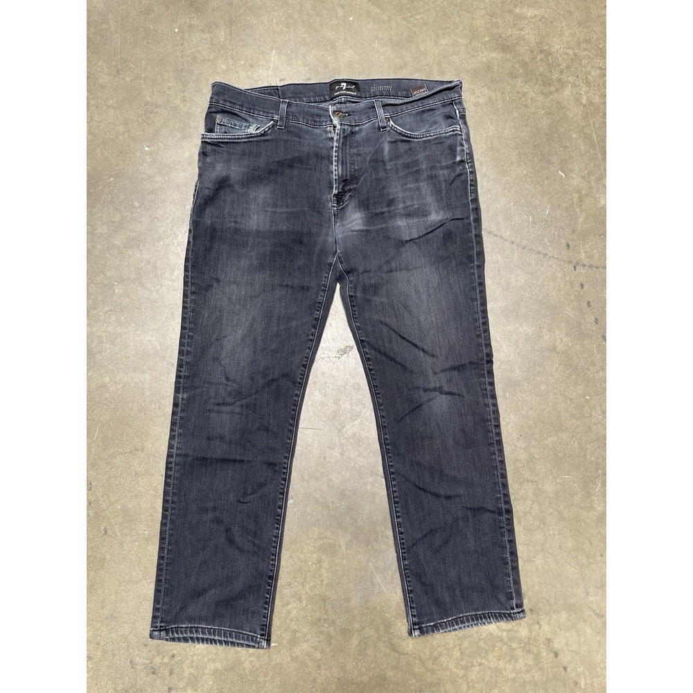 7 For All Mankind Slimmy Men's Jeans Blue Stretch Straight Leg Size 36 Y2K